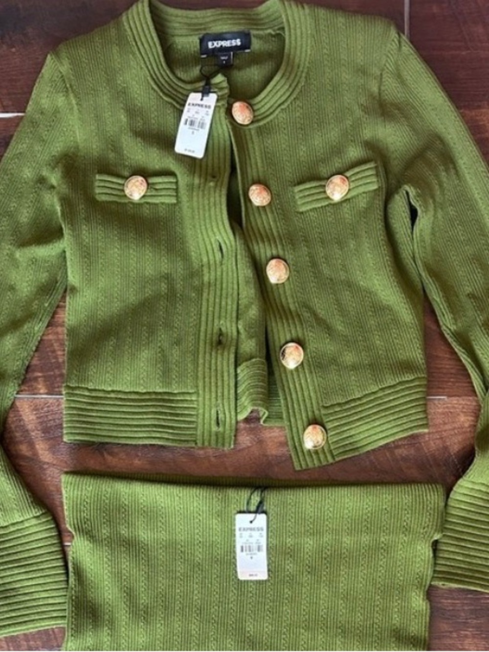 Express Women Olive Green Knit Cardigan Top ONLY